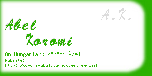 abel koromi business card